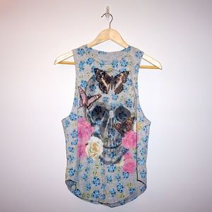 Skull with Flowers Muscle Tank